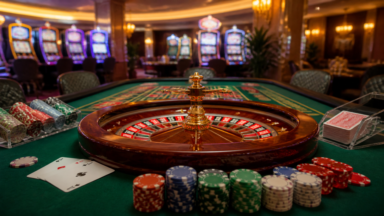 Immagine di un casinò online con slot e roulette