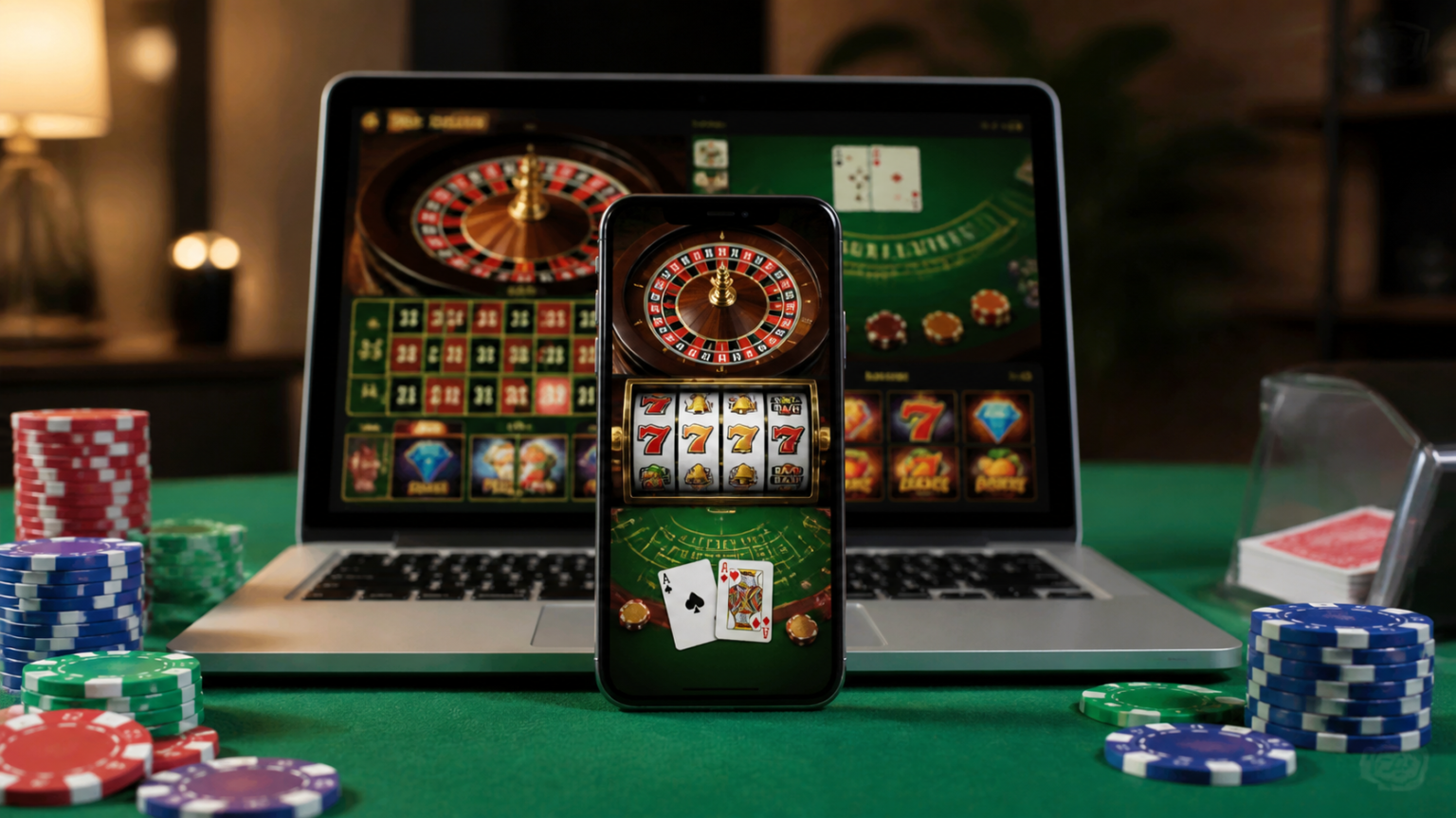 What Makes an Online Casino Experience Comfortable: online casino malaysia Laptop and smartphone showing an online casino game interface