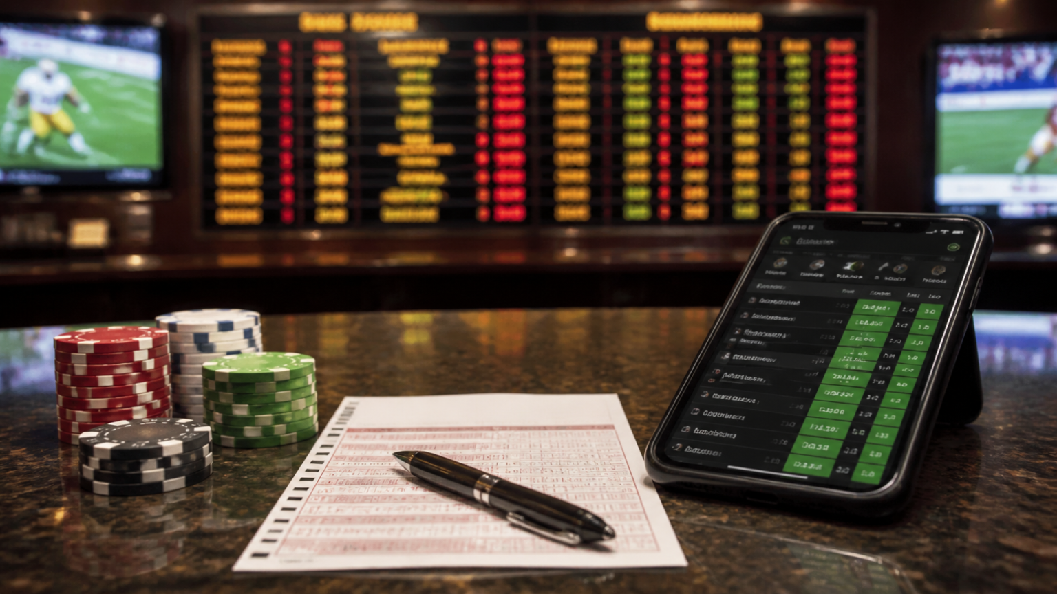 What Singapore Bettors Usually Look For: sports betting sites Singapore Sports betting slip and smartphone on a casino-related table